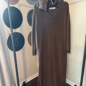 Free People “Claudia” hooded sweater dress- brown